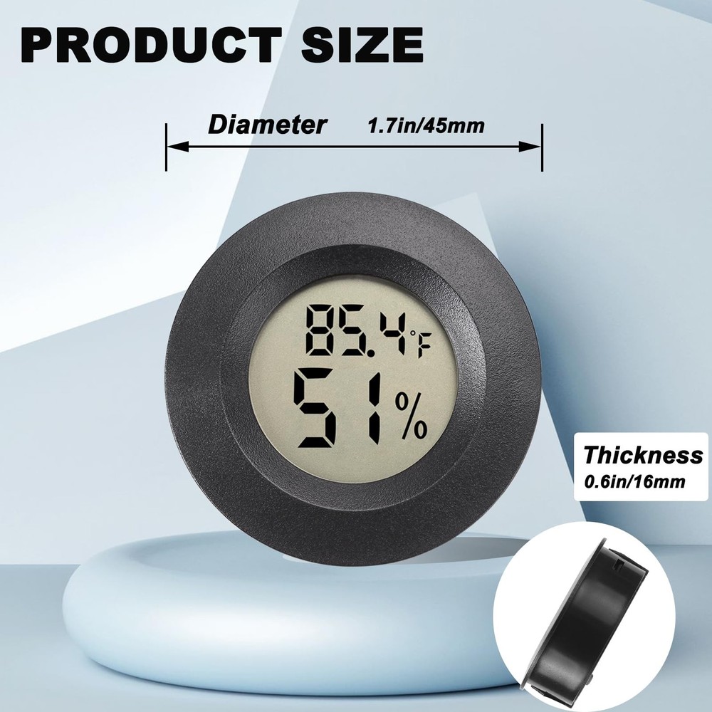 Mini Hygrometer Digital Thermometer Humidity Meter 2 Pack Black