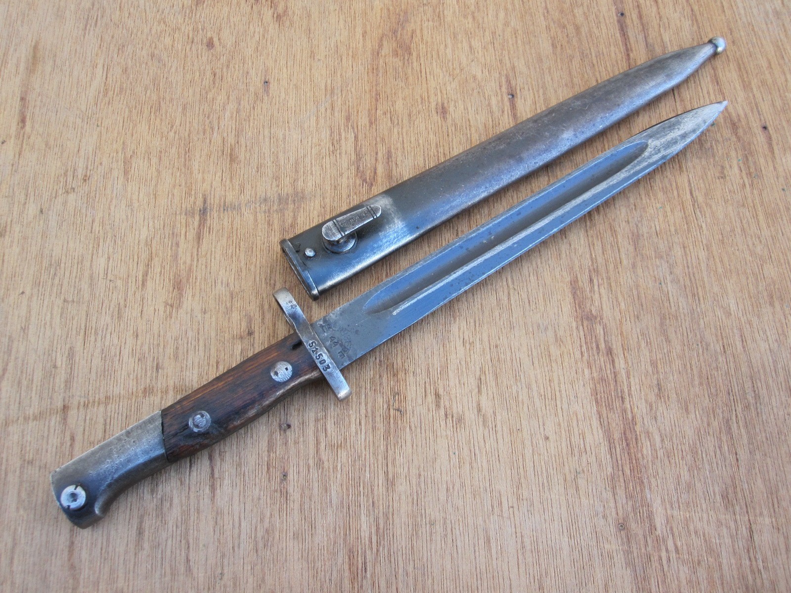Yugoslavian K98 Mauser Bayonet PREDUZEĆE 44 Model 1948 M48 with Scabbard, Used