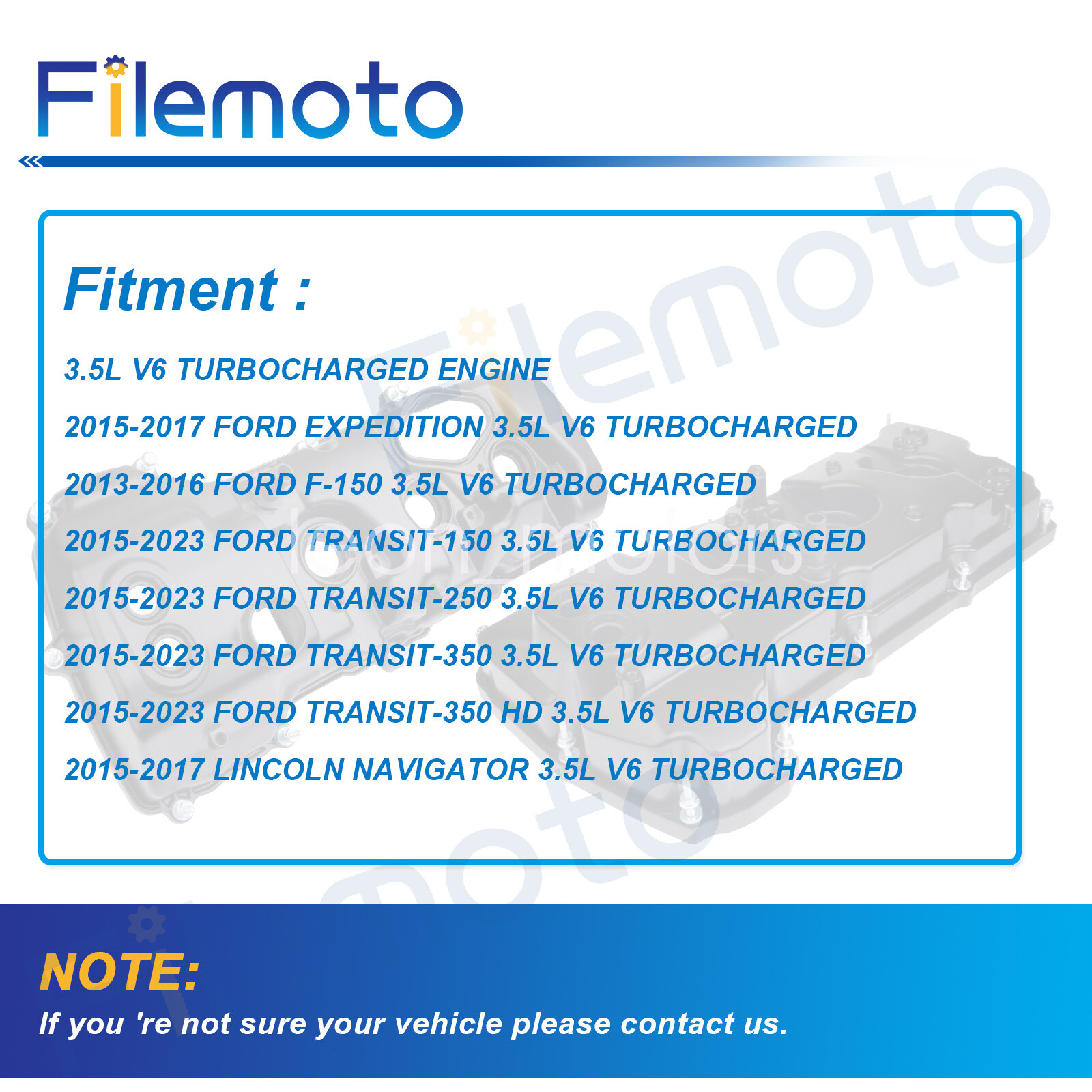 2* Aluminum Engine Valve Cover for Ford 13-16 F-150 15-23 TRANSIT-150 3.5L Turbo