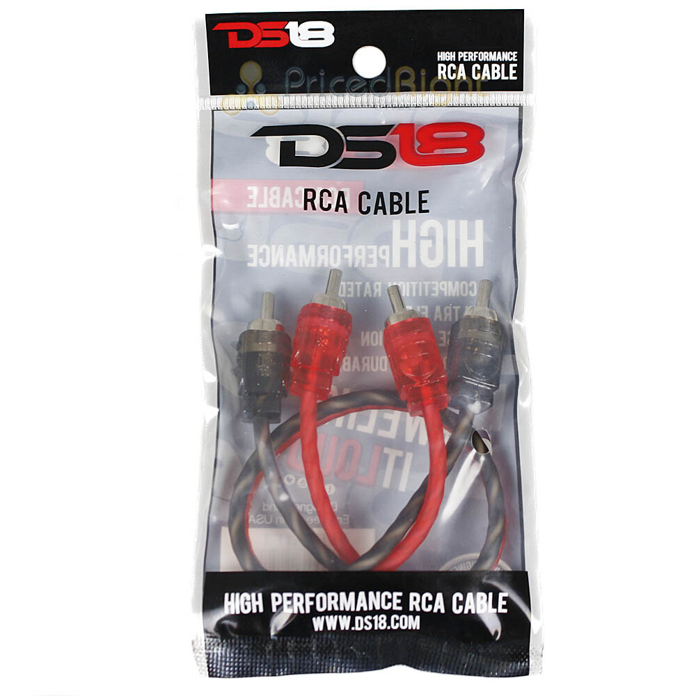 DS18 Ultra Flex 1 Ft RCA Cable 2 Ch Noise Rejection Competition Rated RCA1FT
