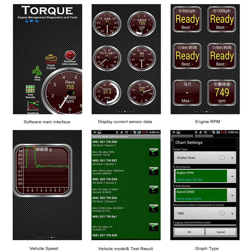 ELM327 OBD2 OBD Scanner Bluetooth Code Reader Auto Diagnostic Tool Check Engine