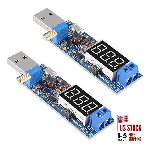 2PCS USB Step UP/Down Power Supply Module, Adjustable DC-DC 5V to 3.5V / 12V