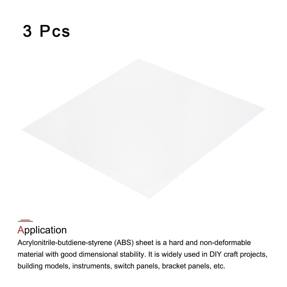 ABS Plastic Sheet 12 x 12 x 0.02" ABS Styrene Sheets White 3 Pcs