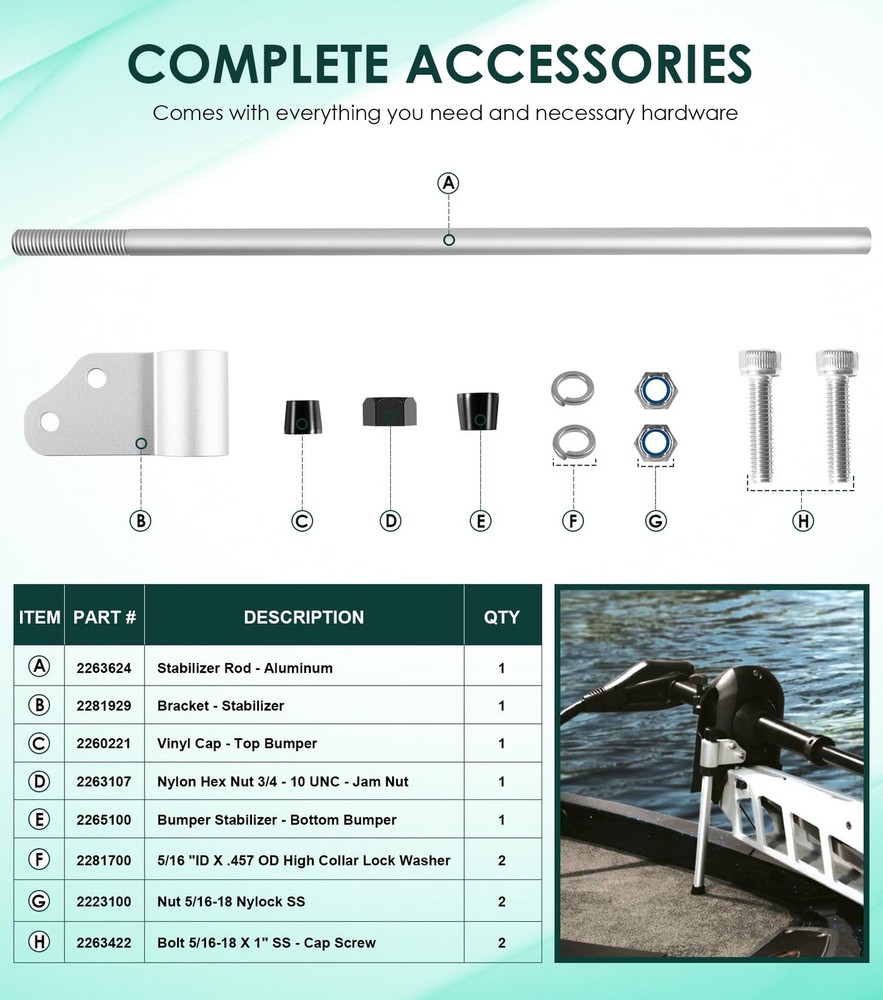 1862050 Stabilizer Kit for Ultrex, Fortrex and Riptide SF Bow Mount Trolling ...