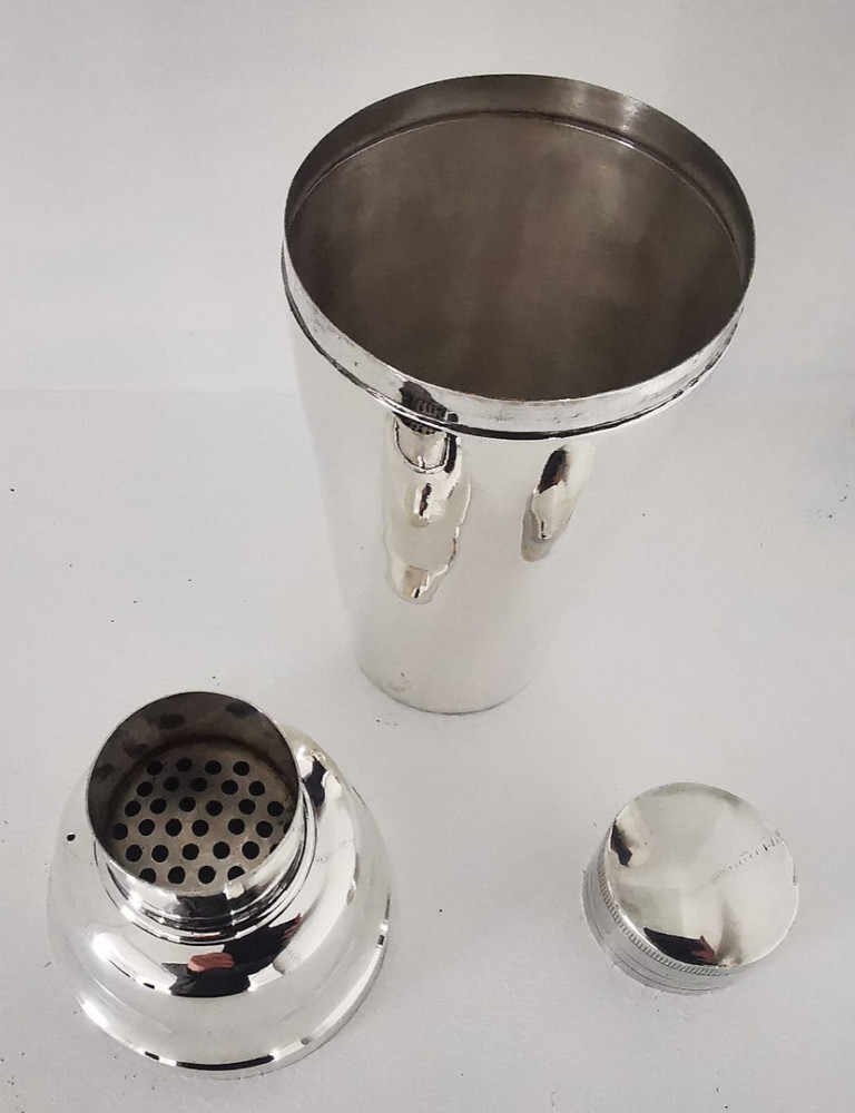 Fine Antique Solid Silver 3pc Cocktail Shaker - Mauser C.1899.