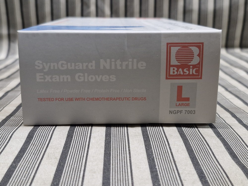 Basic Synguard Nitrile Exam Gloves Size Large 100 Count