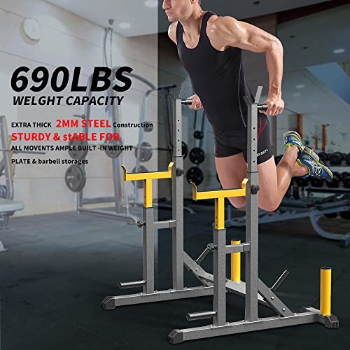 Adjustable Squat Rack,Multi-Function Barbell Rack for Weight Load 690LBS