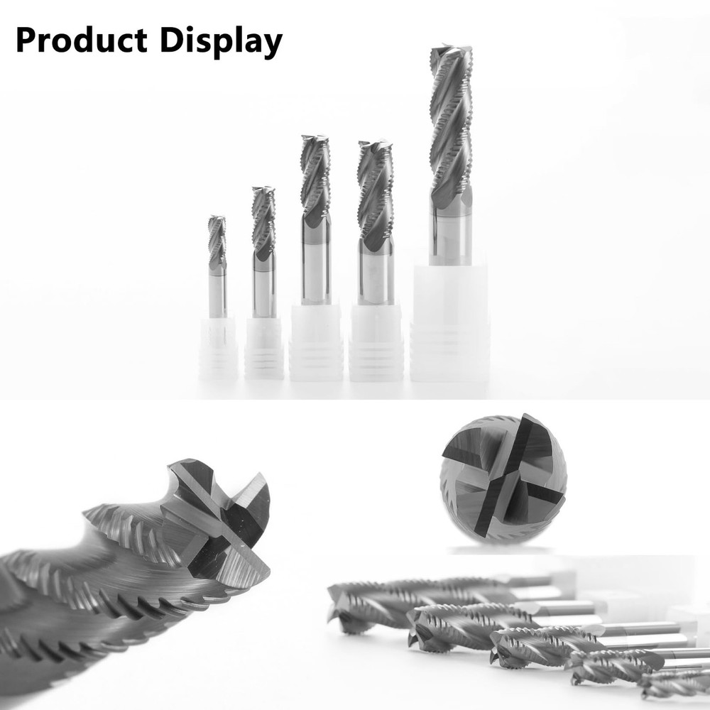 1/4" Solid Carbide Roughing End Mill 4 Flute Square Endmill Set CNC Milling B...