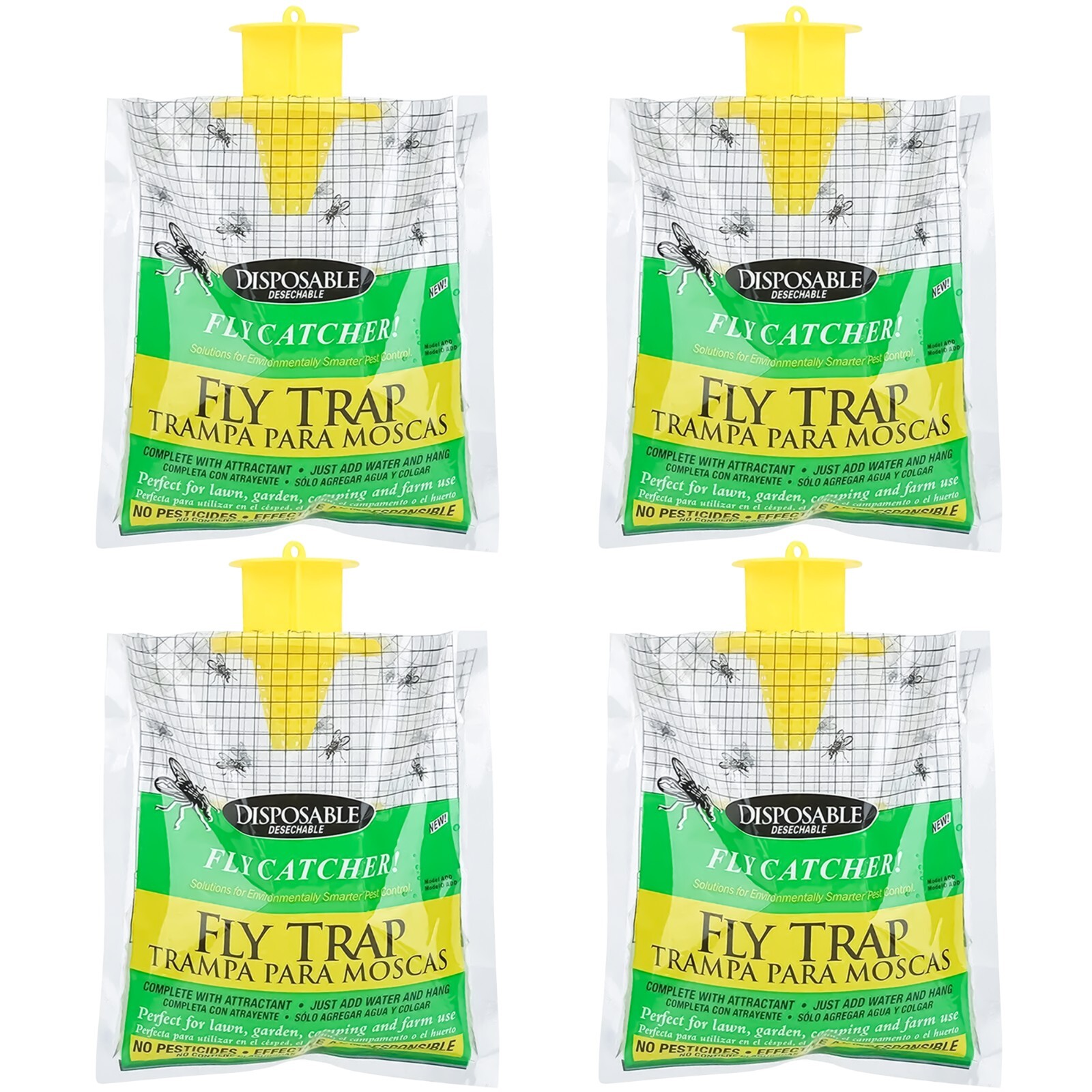 Outdoor Disposable Fly Trap / Fly Catcher - Hanging Style (4 Pack)