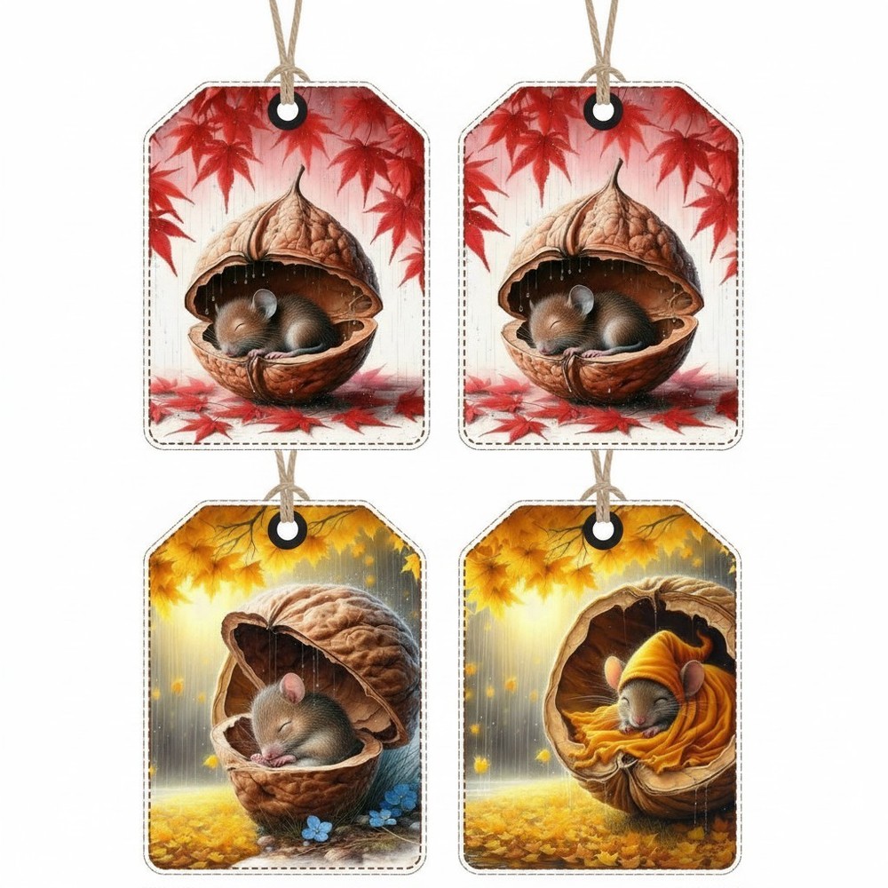 Cute Mice Sleeping In Walnut Tags Journal Scrapbook