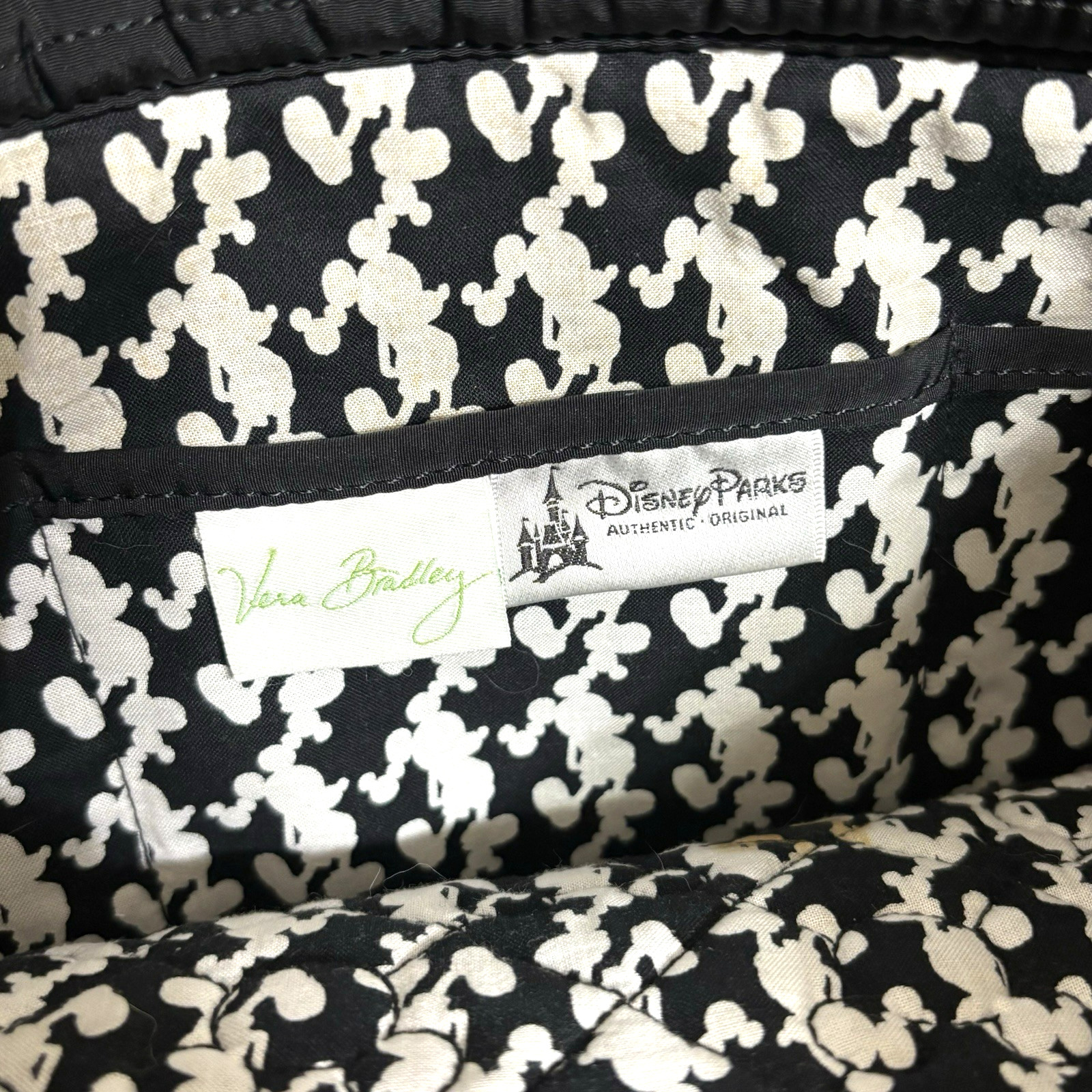 Disney Vera Bradley Mickey Mouse Quilted Black Large Tote Bag