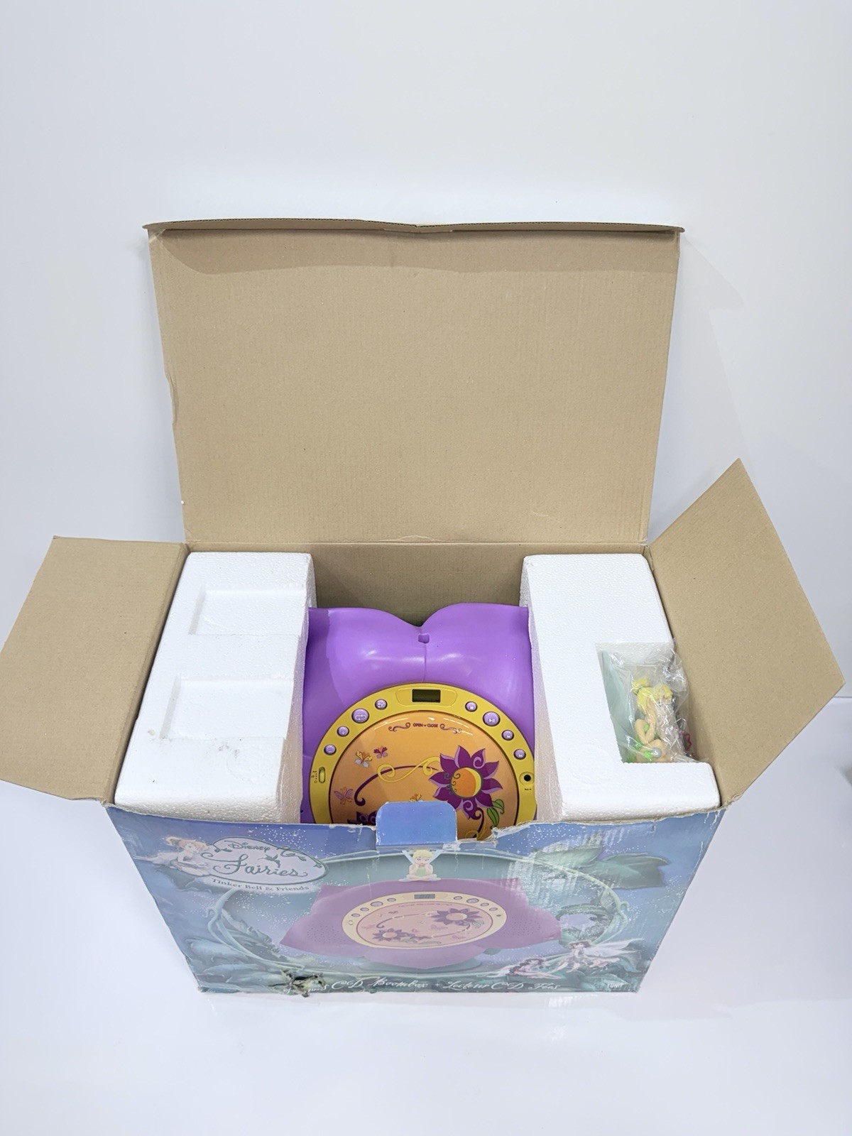 NEW OB 2009 Disney Fairies Tinker Bell & Friends Purple Flower CD Player Boombox