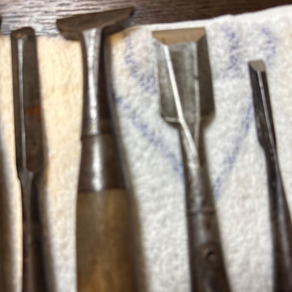 Vintage Japanese Chisel Set Tool 7 Pieces Carpentry