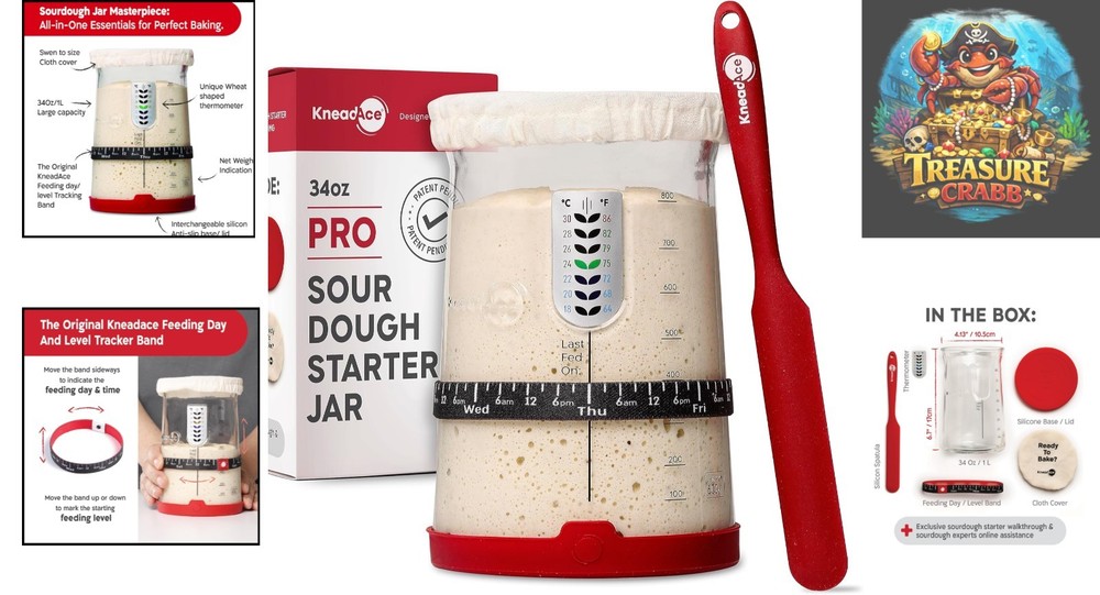 Ultimate Sourdough Starter Kit - Large Capacity Jar & Feeding Tracker Included