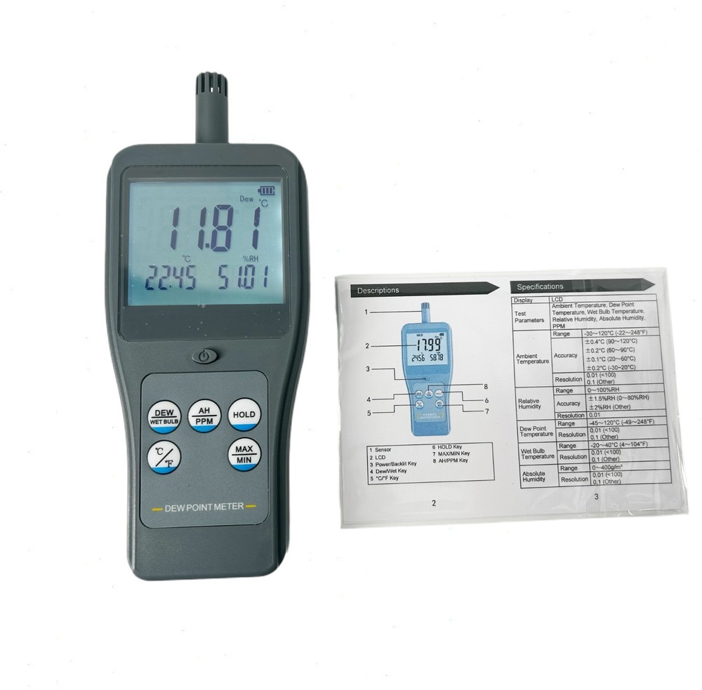 Digital Humidity Temperature Dew Point Meter with PPM Range 0~50000 Resolution 1