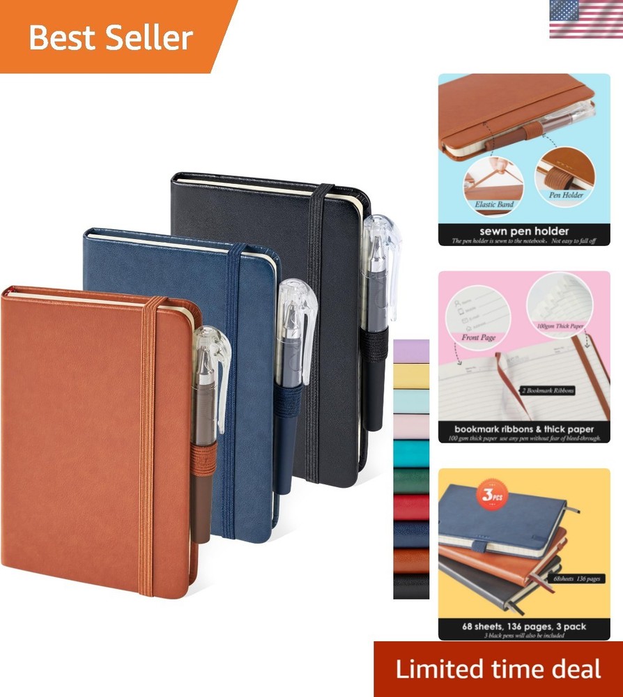 3 Pack Pocket Notebook Journals, Small Notepad Notebooks for Note Taking, A6 ...