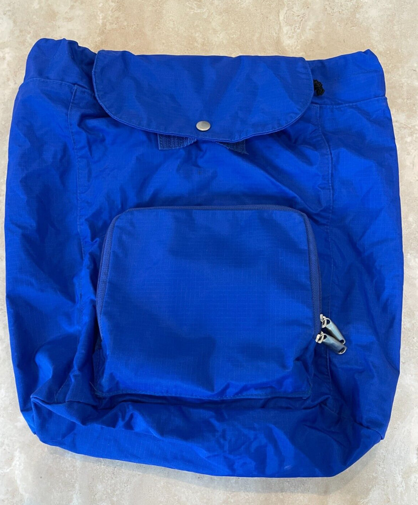 Blue Foldable Convertible Backpack/Pouch in One