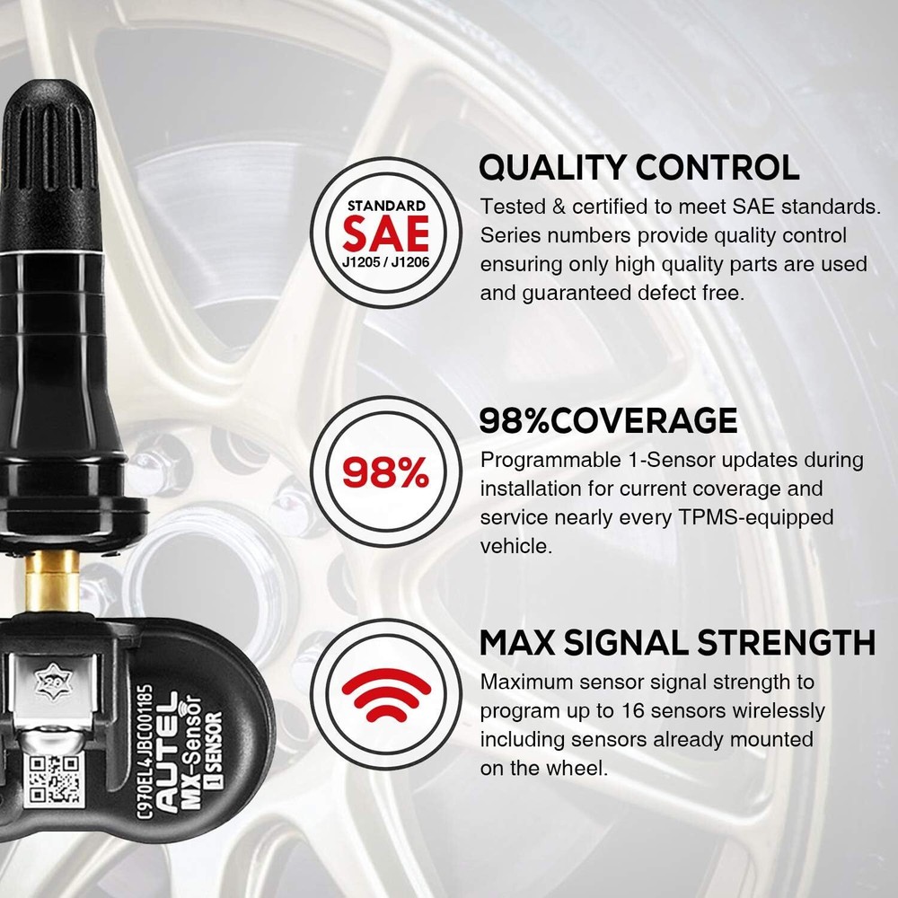 Autel TPMS Sensor MX-Sensor 315MHz & 433MHz Programmable Universal Rubber Valve