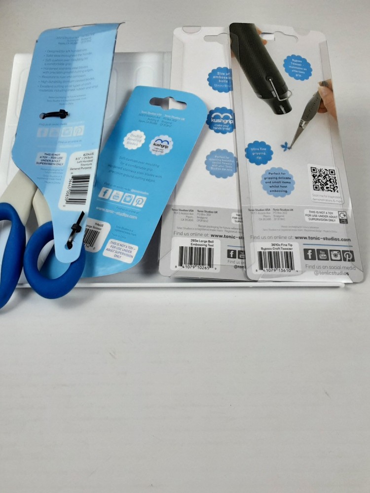 NEW Tonic Studio Tool Bundle Scissors Tweezer Embossing Ball Decoupage Scissors