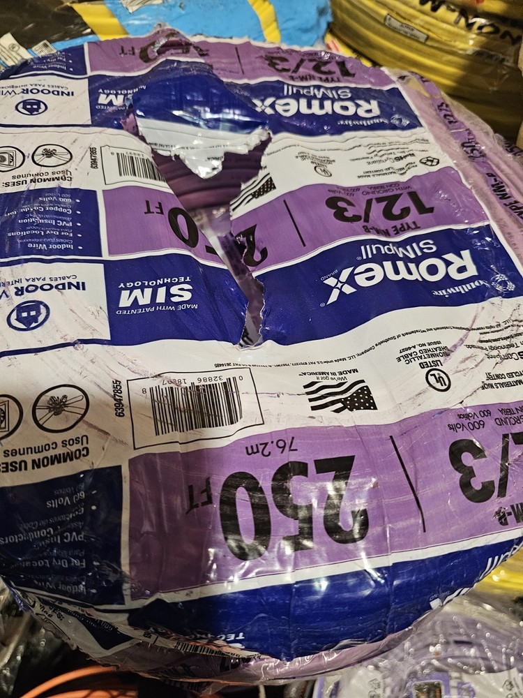 Romex 250 Ft 12/3 Solid SIMpull NM-B W/G Wire Electrical Indoor DIFFERENT BRANDS