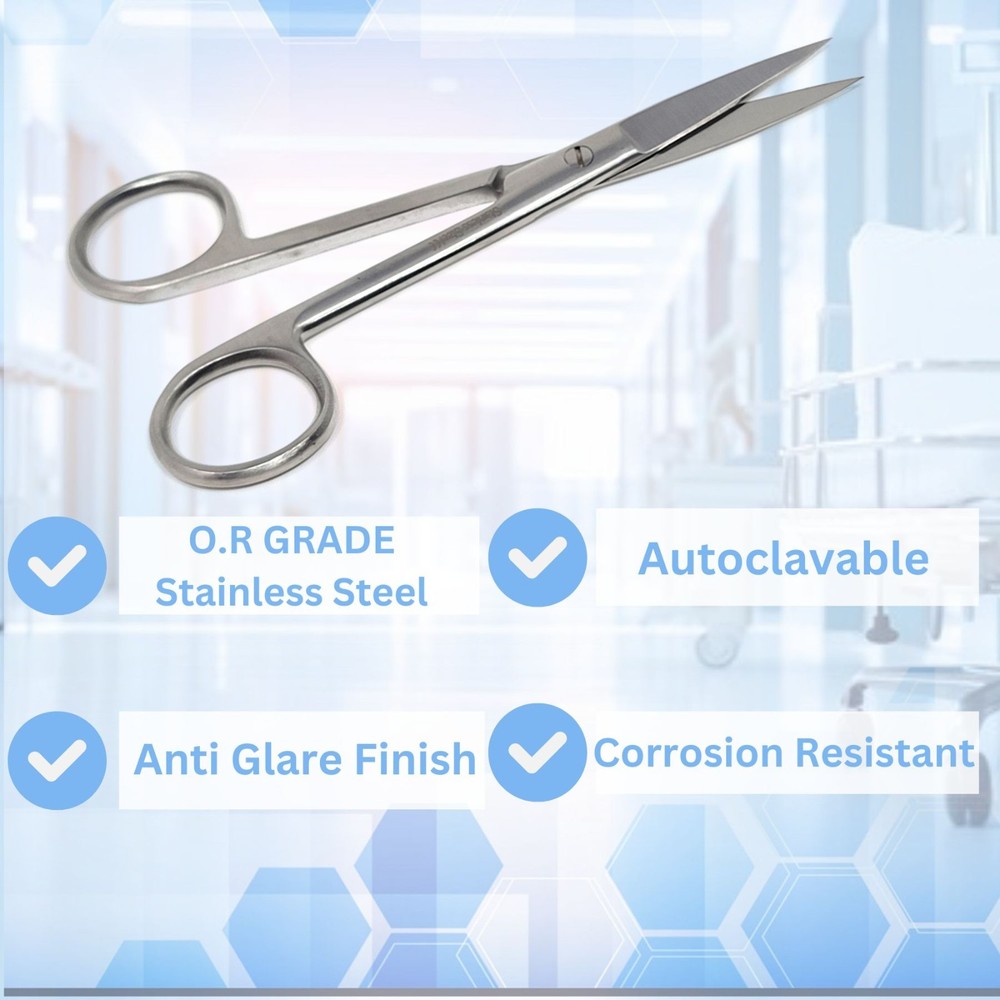 Operating Dissecting Surgical Scissors Straight 5.5" Sharp Edges Stainless.
