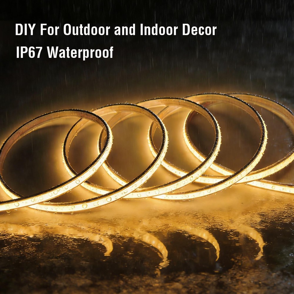 IP67 Waterproof Warm White Dimmable Dotless COB LED Strip Light with Remote &...