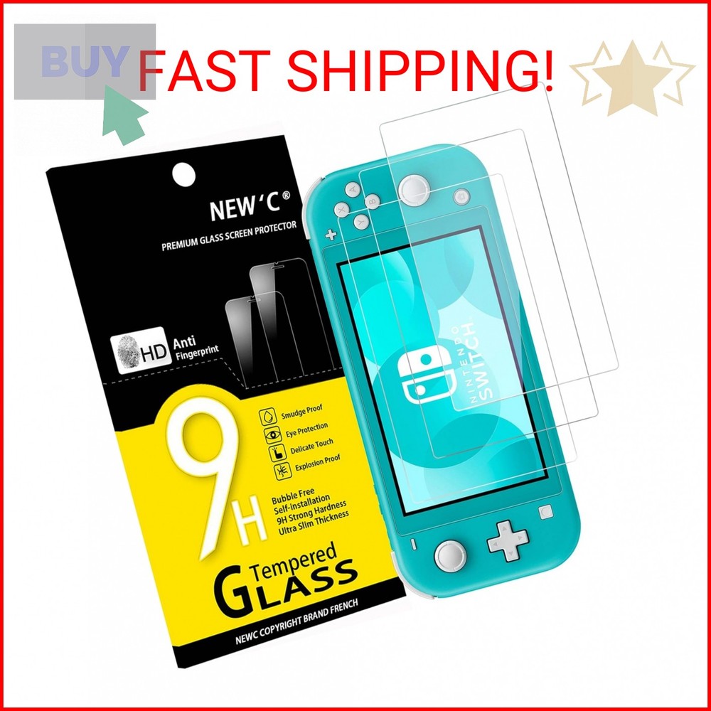 NEW'C 3 Pack Designed for Nintendo Switch lite Screen Protector Tempered Glass,