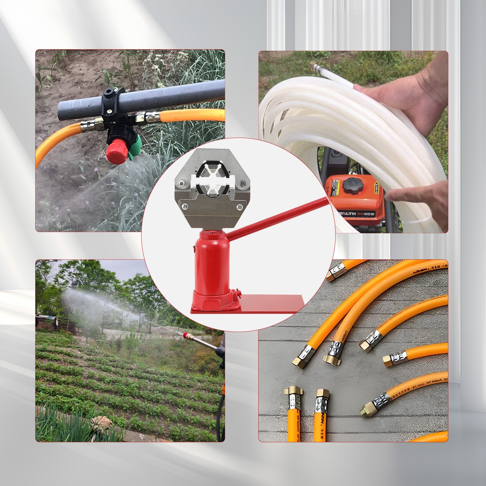 7T Manual Hydraulic Hose Press Machine for 6.5-20 mm Agricultural Sprayer Hose