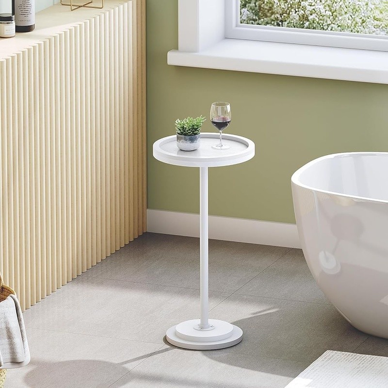 Small Round Accent Table Vintage Drink Table Rustic Side Table Easy Assembly New