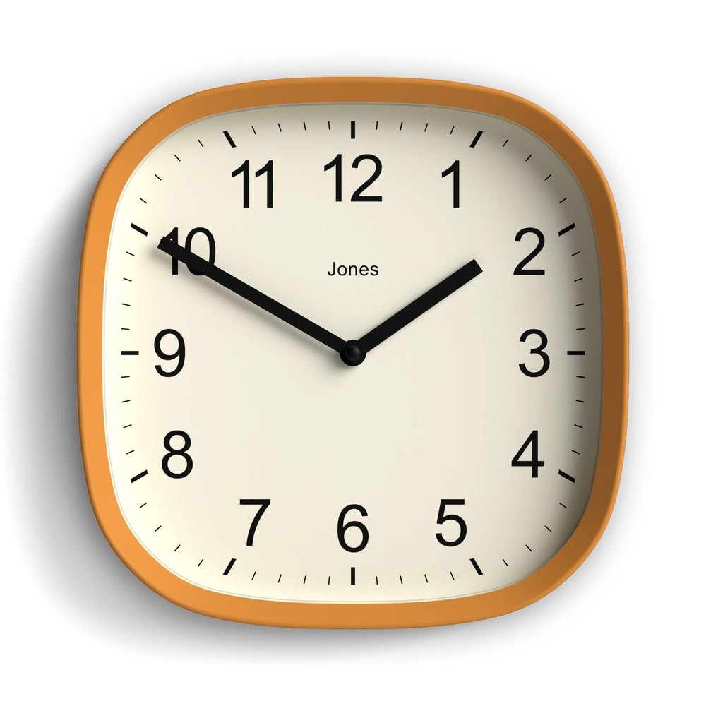 ® Sprite wall Clock | Modern Retro Rounded Square Clock | 10 inch | Mustard Y...