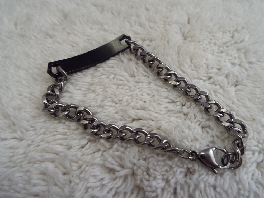 Silvertone Black Her King Id Bracelet (G23)