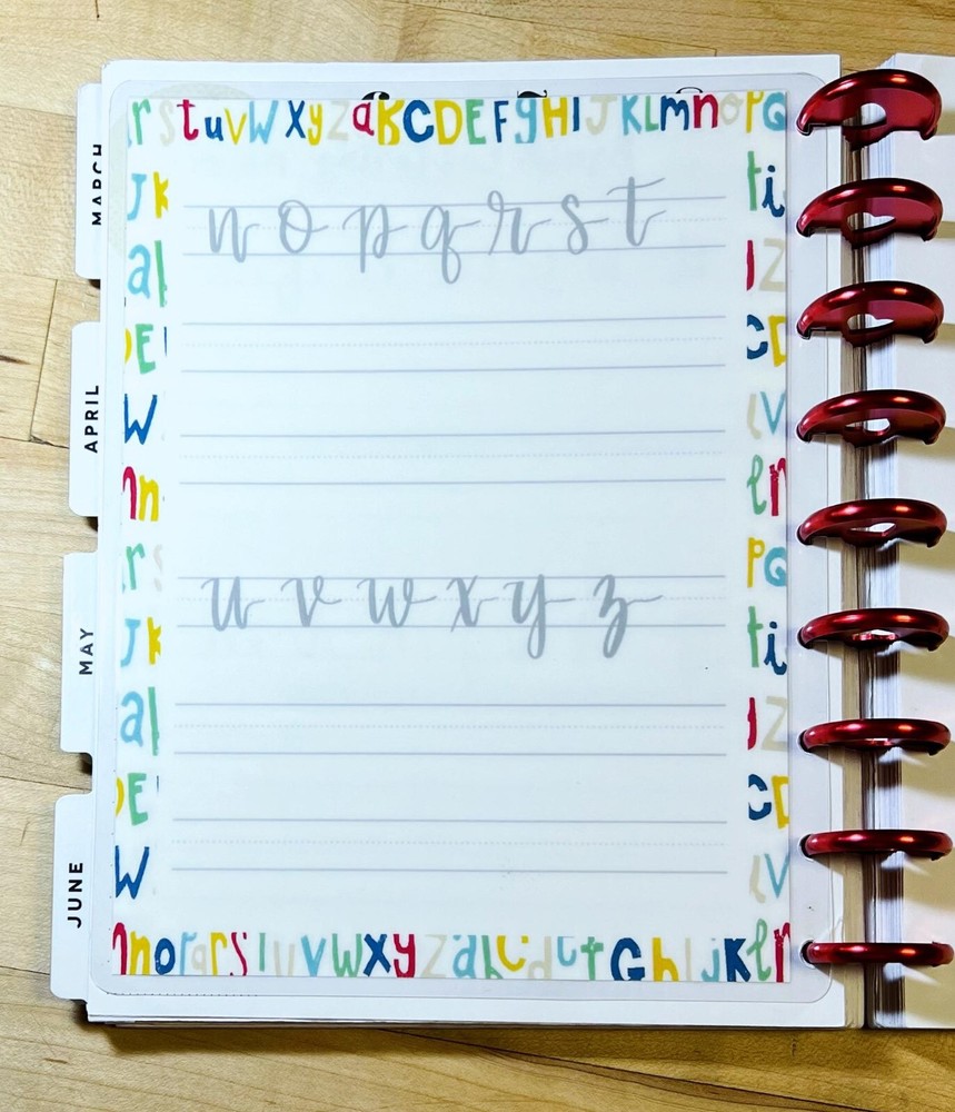 Lettering Handwriting Practice Dashboard for use with Classic Happy Planner-