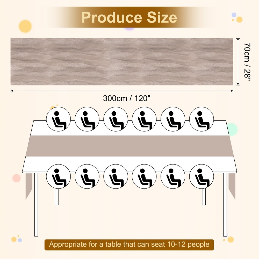 2Pcs Light Brown Cheesecloth Table Runner 35.4" x 118" Rustic Gauze Table Runner