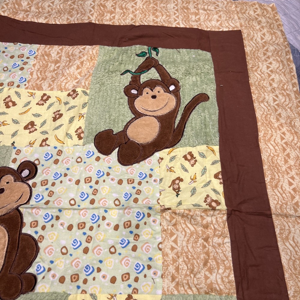 Monkey Flannel Baby Quilt Fabric Panel