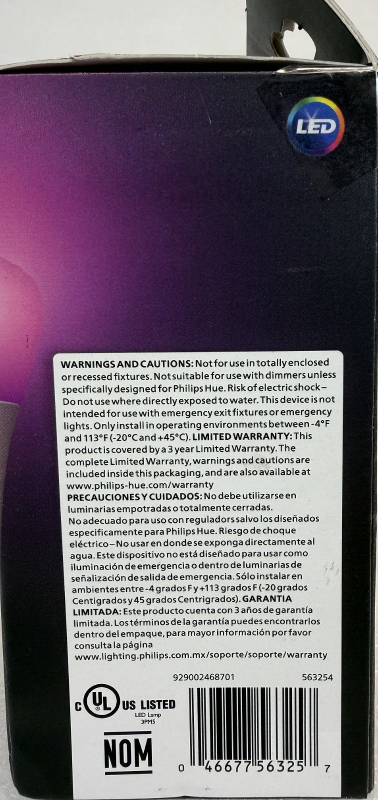 Philips Hue 75W Smart Lightbulb Color White 1100 Lumens A19 -FREE S/H