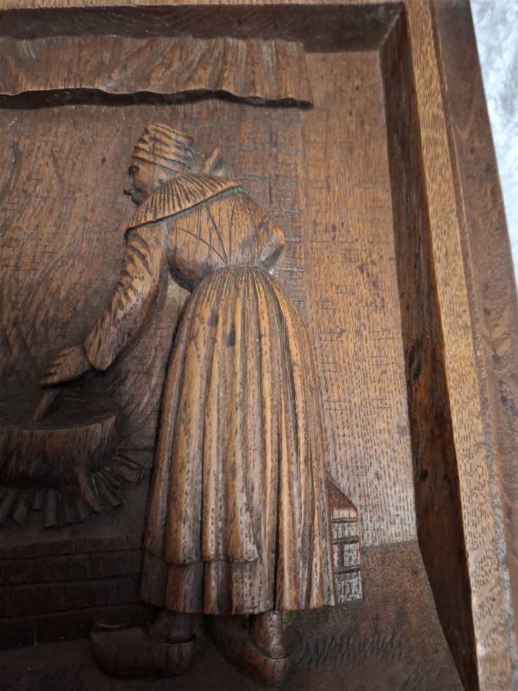 Wood Carved French Oak Panel