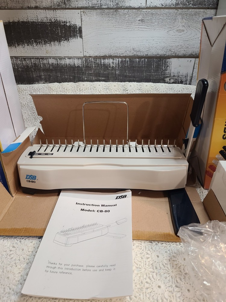 DSB CombBind CB80 Manual Punch & Binding Machine w/ Box NOS~2 Boxes Binding Comb