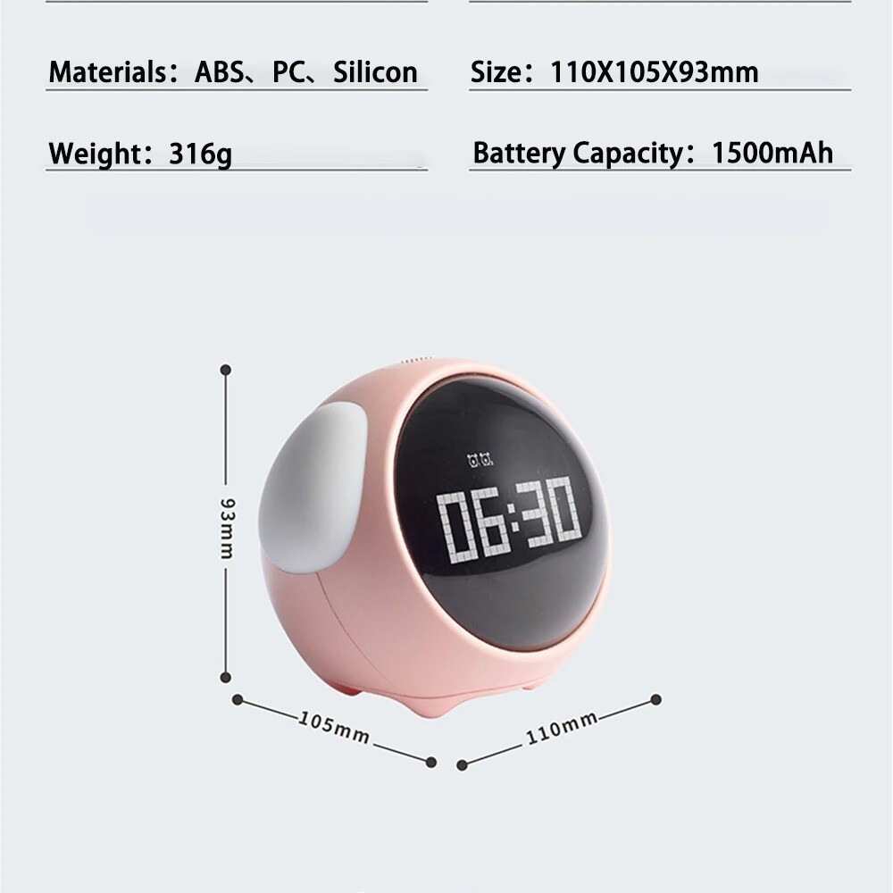 Digital Alarm Clock LED Multi Function Small Expression Display Voice Controlled