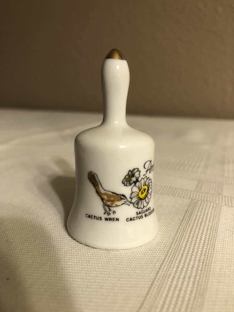 Arizona State Flower & Bird Mini Ceramic Bell