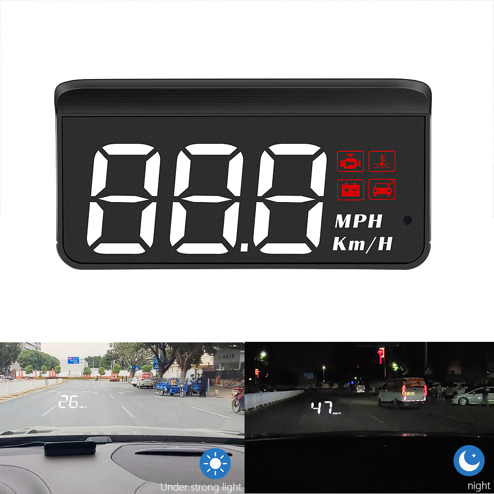 Car OBD Head Up Display Large Font HUD Speedometer Odometer Overspeed Warning %$