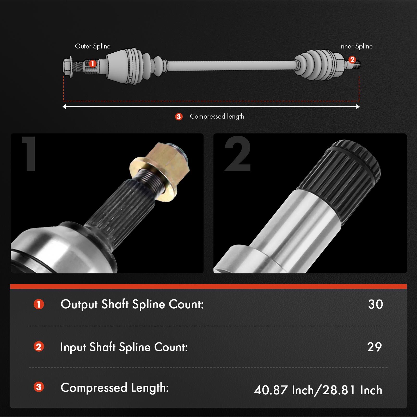 2x Front Driver & Passenger CV Axle Assembly for Honda Pilot 2012-2015 V6 3.5L