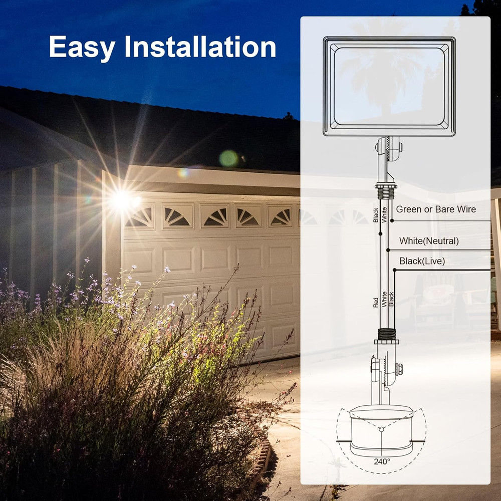 240-Degree Replacement Motion Sensor, Adjustable LUX(5-300) & Time & Detection S