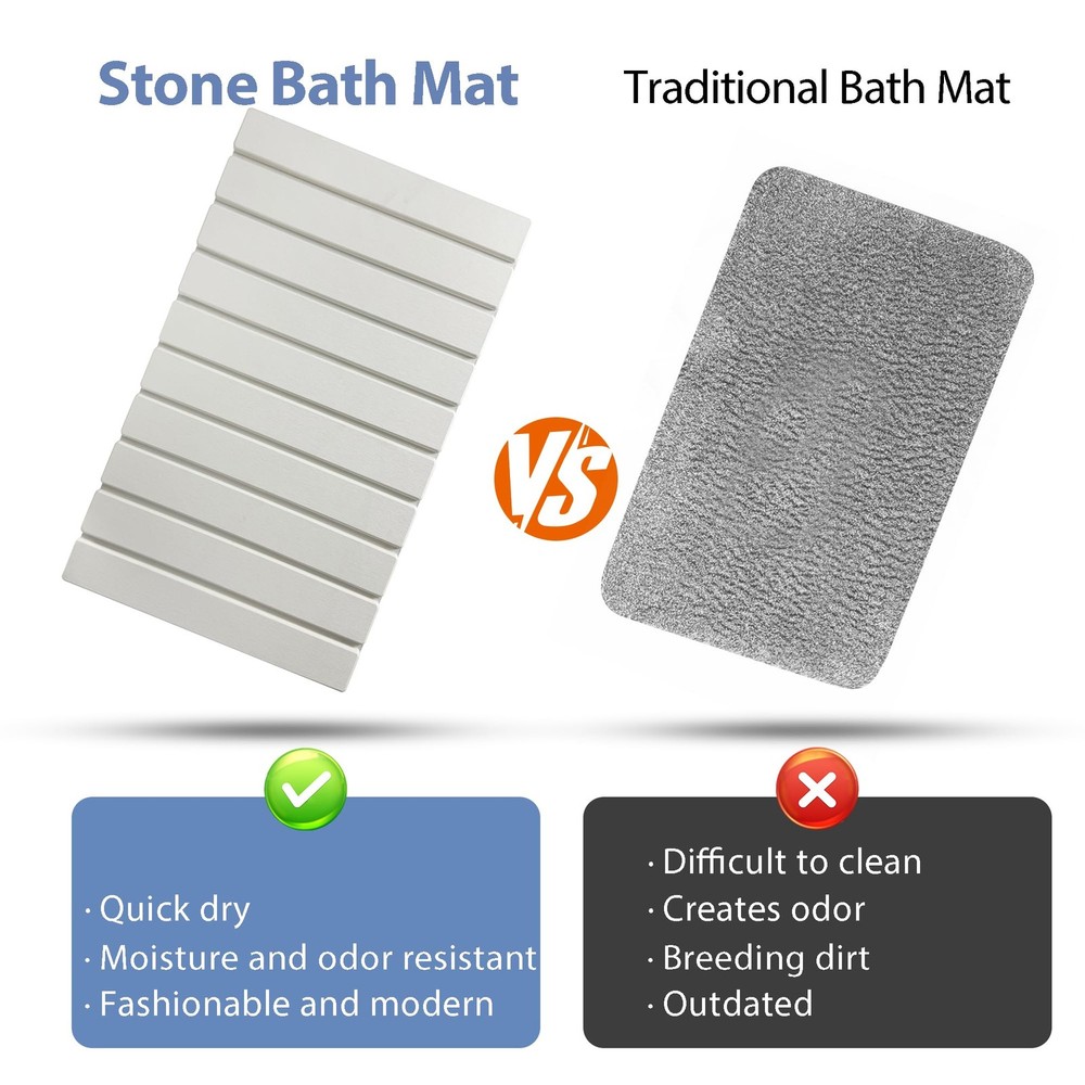 Foldable Stone Bath Mat, Quick Drying Diatomaceous Earth Shower Mat with Non-...
