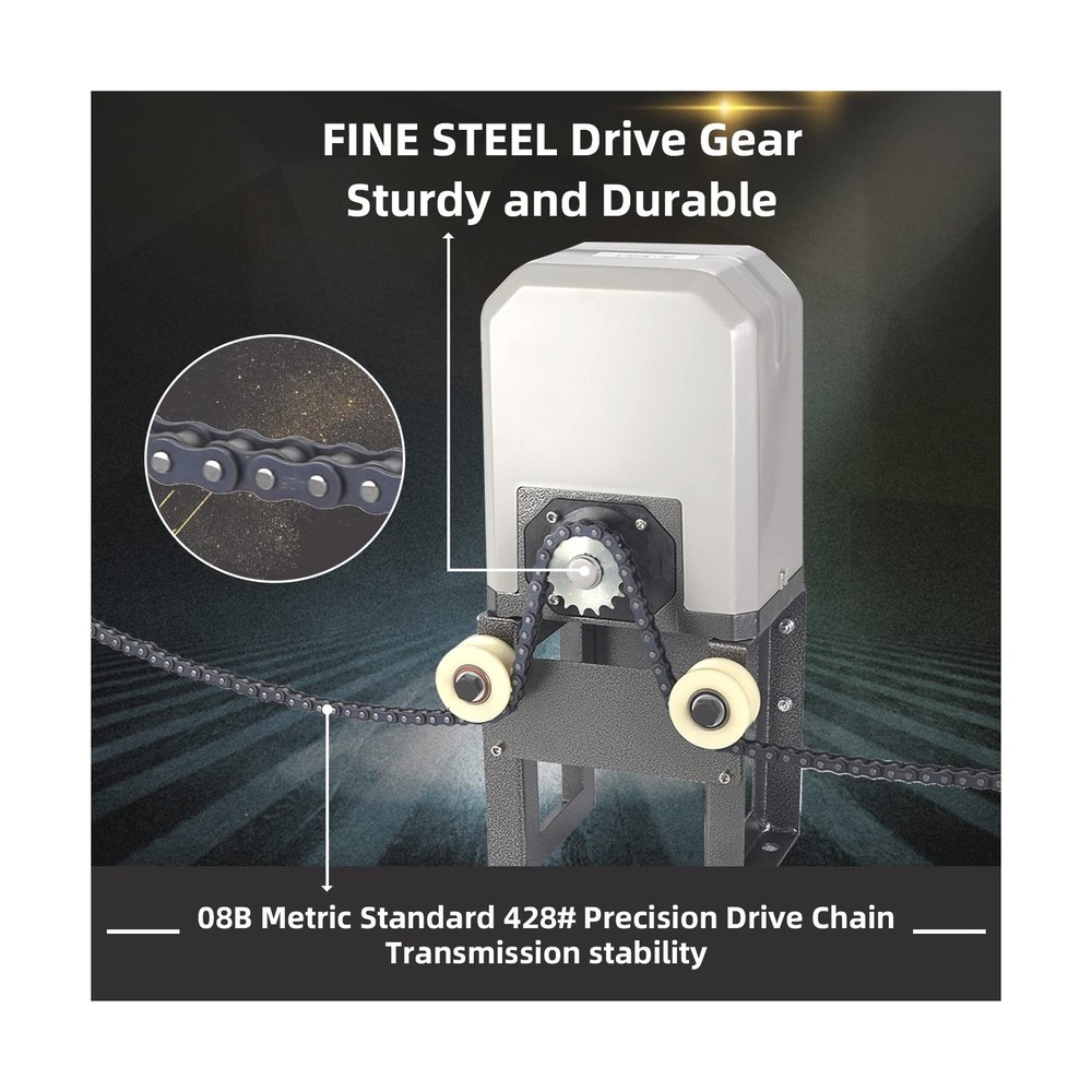 JIELI JY7 Automatic Sliding Gate Opener with 4 Remote Controls, Gate Operator...