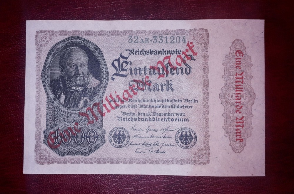 Germany "Weimar hyperinflation" 1 mlrd mark banknote, 1923year (unc)