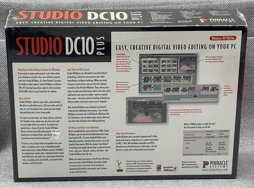 Pinnacle Studio DC10 Plus PC Video Editing Windows 98 Big Box Sealed