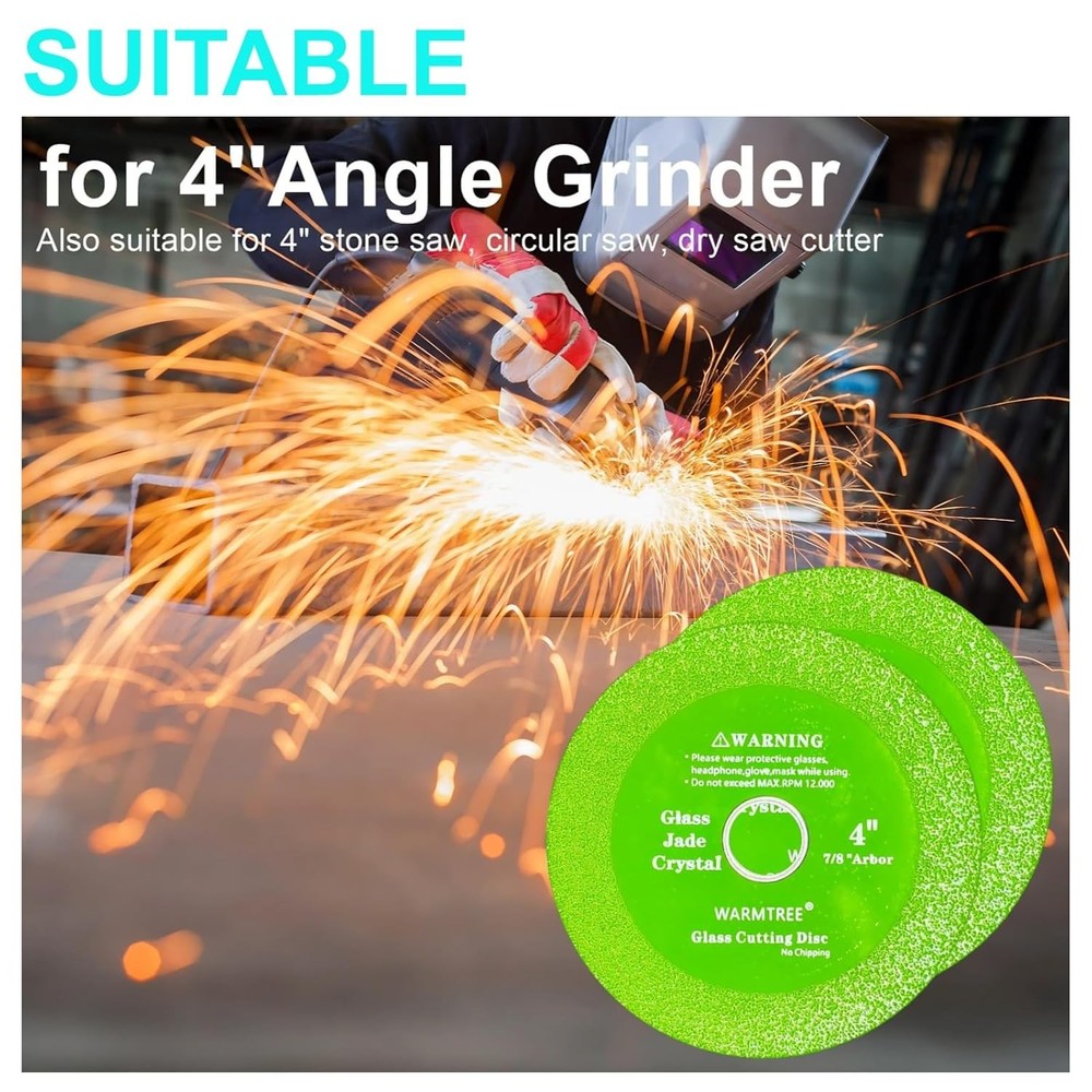 5 Pcs Glass Cutting Disc for Angle Grinder, 4" Ceramic Tile Cutter Blade