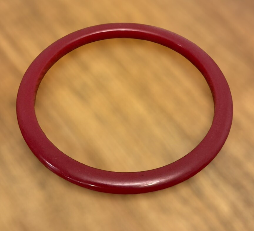 Vintage Cherry Red Bakelite Round Spacer Bangle Bracelet 3” Tested