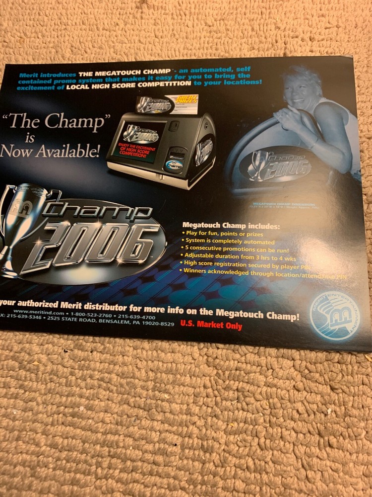 Megatouch 2006 Champ Merit ARCADE VIDEO GAME FLYER