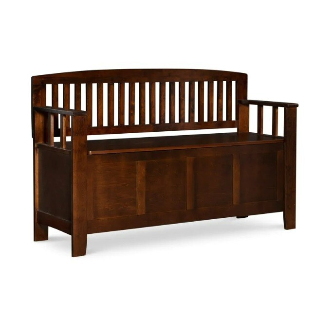 Wood Entryway Storage Bench Seat Furniture Chair Living Room Hinge Flip Top Mud